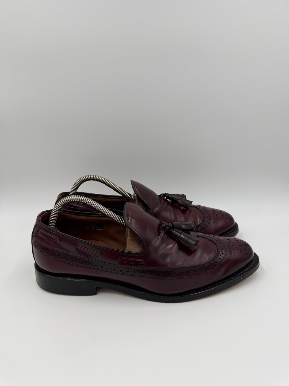 Allen Edmonds Berwick Leather Loafers Long Wing Tassel Burgundy 8877 Mens Sz 8 D